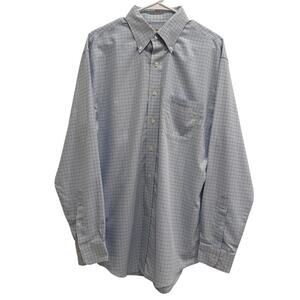 Brooks Brothers Traditional Fit Men’s Dress Shirt Large Blue Check Non Iron